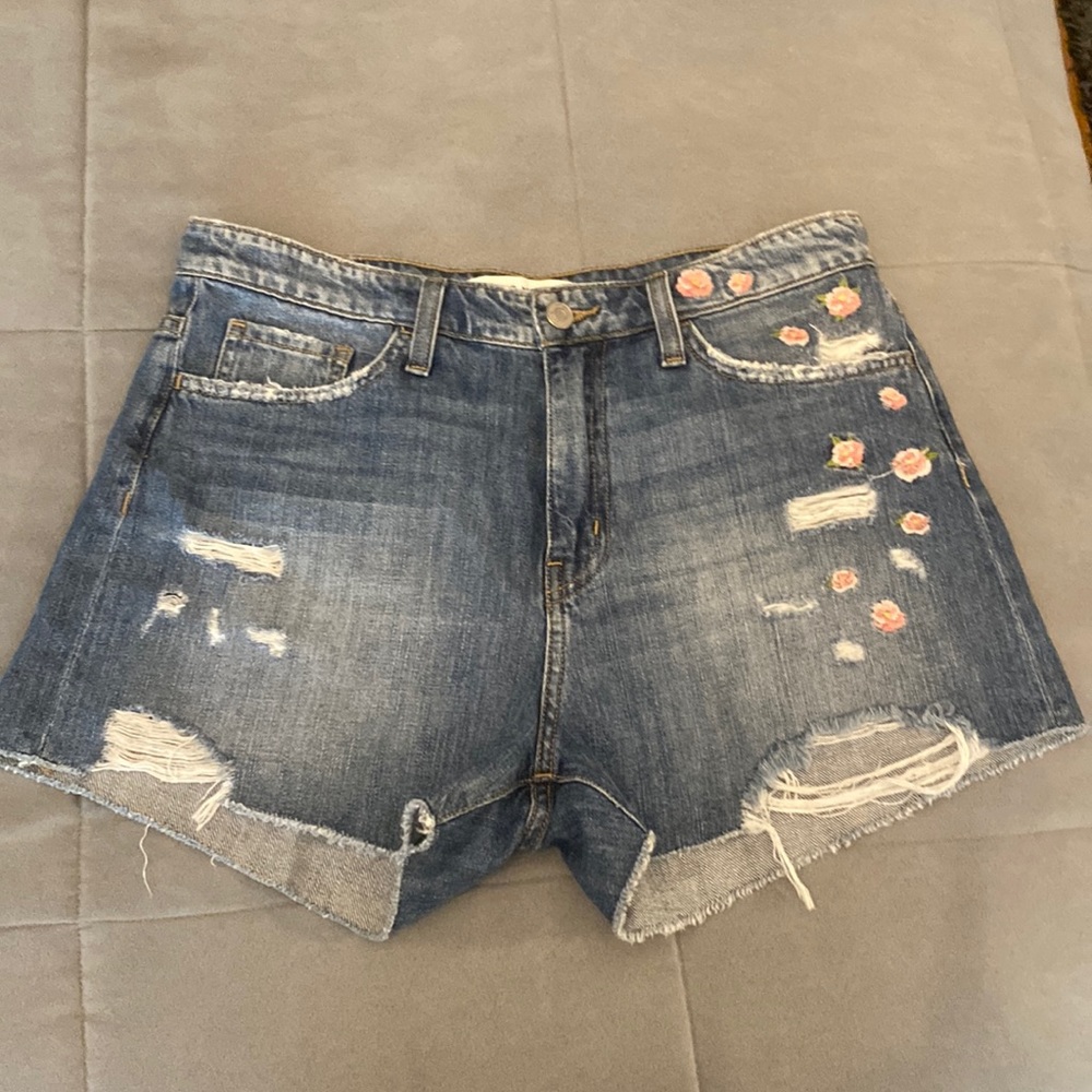 Denim Floral Shorts - Picture 1 of 4